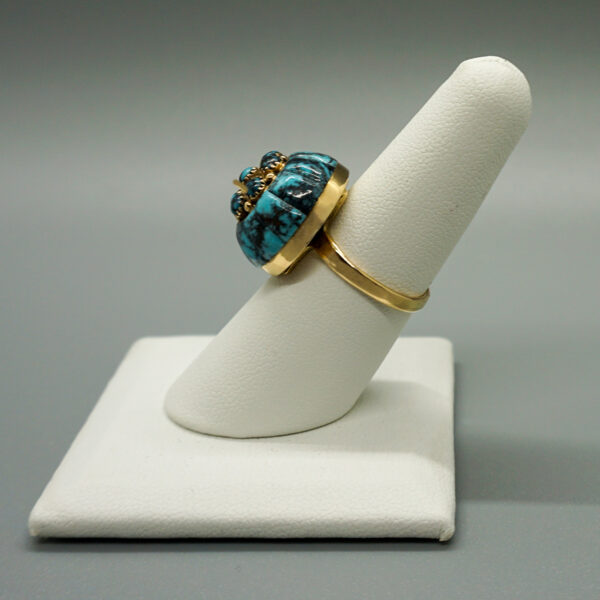 VINTAGE 14kt GOLD & KINGMAN TURQUOISE DOMED RING by LEE & MARY ...