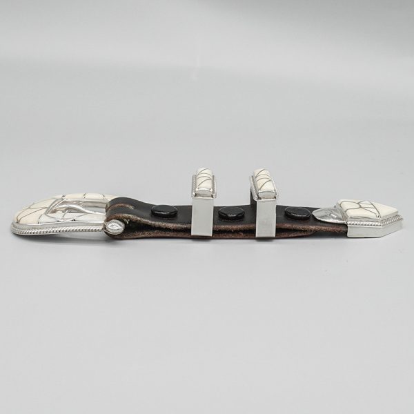 FOSSILIZED IVORY & STERLING SILVER RANGER SET by SANFORD & DIANE COOCHE – ZUNI - Image 4