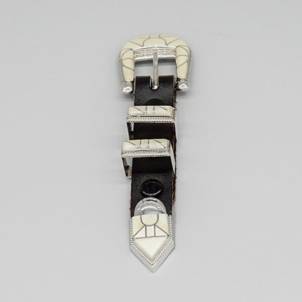 FOSSILIZED IVORY & STERLING SILVER RANGER SET by SANFORD & DIANE COOCHE – ZUNI - Image 3