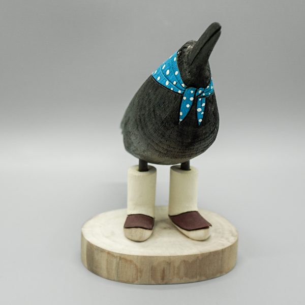 CROW WEARING BLUE HANDKERCHIEF AND BOOTS by RAY & ORLEEN LANSING – NAVAJO - Image 2