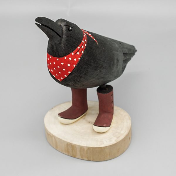 CROW WEARING RED HANDKERCHIEF AND BOOTS by RAY & ORLEEN LANSING – NAVAJO - Image 2