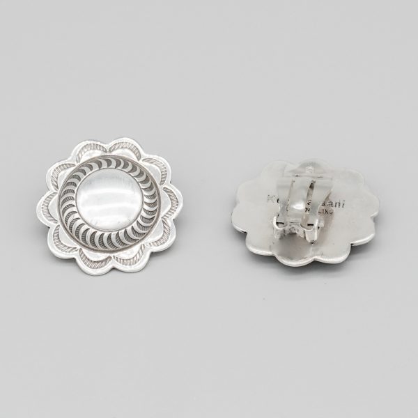 STAMPED STERLING SILVER CLIP-ON EARRINGS by KARL NATAANI – NAVAJO - Image 2