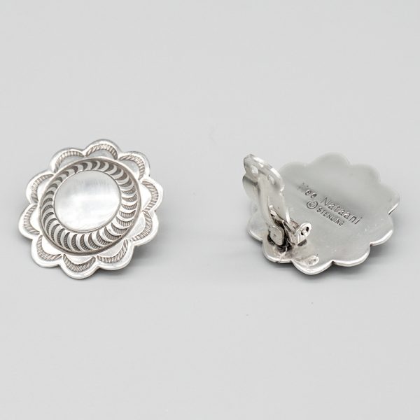 STAMPED STERLING SILVER CLIP-ON EARRINGS by KARL NATAANI – NAVAJO - Image 3