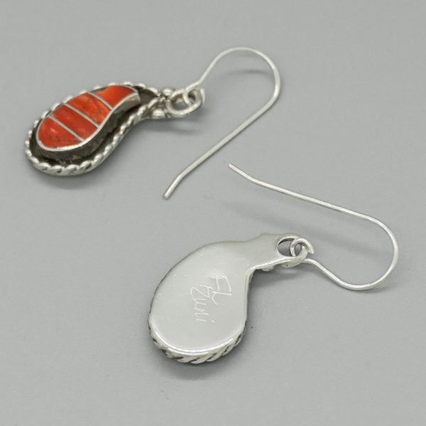 STERLING SILVER AND CORAL NECKLACE & EARRING SET by FAYE LOWSAYATEE – ZUNI - Image 4