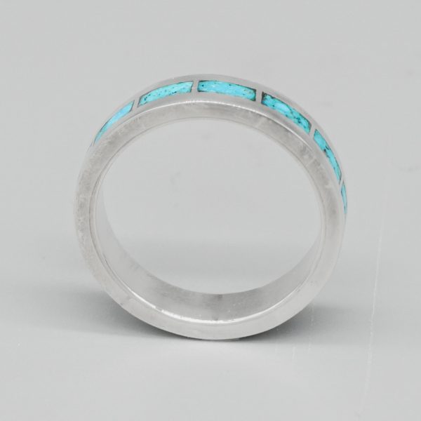 STERLING SILVER & TURQUOISE INLAY BAND BY SHELDON & NANCY WESTIKA – ZUNI - Image 2