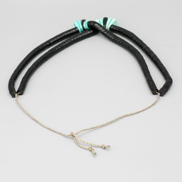 VINTAGE NATURAL TURQUOISE AND JET JACLAS NECKLACE by RAY LOVATO – SANTO DOMINGO PUEBLO - Image 4