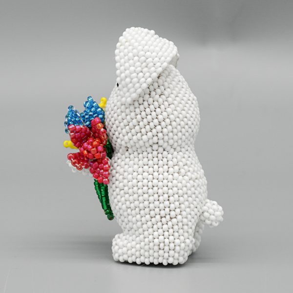 BUNNY HOLDING BOUQUET OF FLOWERS BEADED by RONDA DOSEDO – ZUNI - Image 2