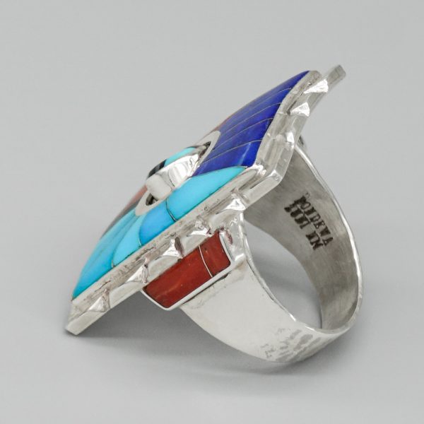 STERLING SILVER AND INLAID SPINNING RING by DON DEWA-ZUNI - Image 4