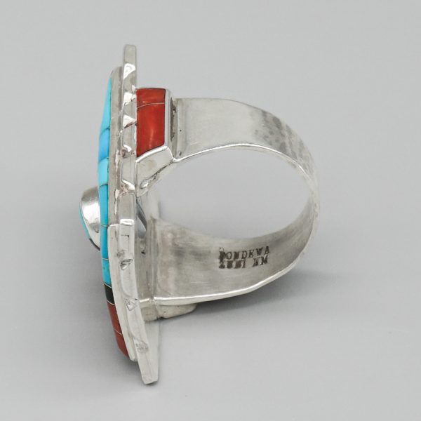 STERLING SILVER AND INLAID SPINNING RING by DON DEWA-ZUNI - Image 5