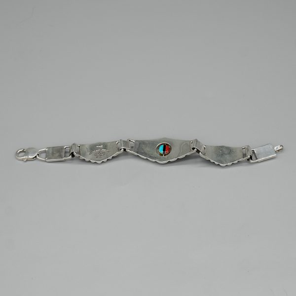 STERLING SILVER AND INLAID SPINNING LINK BRACELET by DON DEWA-ZUNI - Image 5