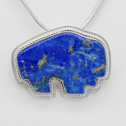 STERLING SILVER & LAPIS BUFFALO PENDANT by MARVIN PINTO – NAVAJO